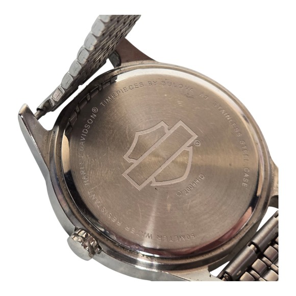 RARE Harley Davidson BULOVA Mens Punisher Skull Quartz Watch REPLACEMENT BAND - Picture 6 of 7